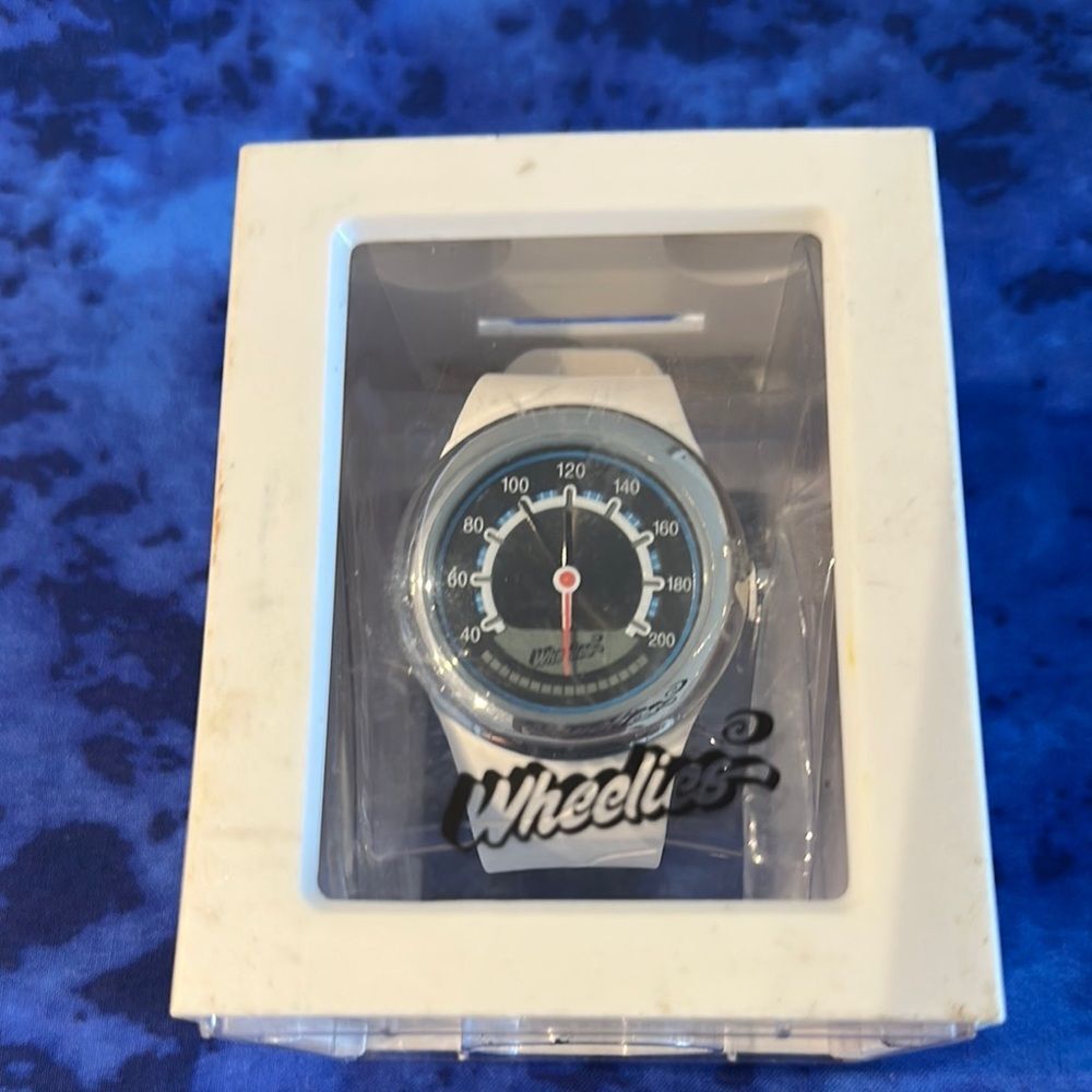 White Wheelies Watch with Black Dial
